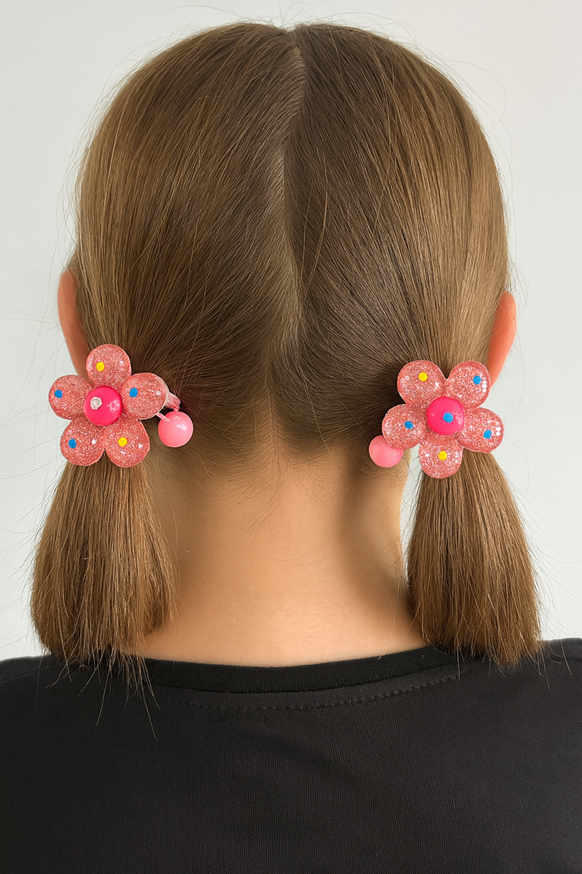 Pembe Renk Çiçek Figürlü Lastik Toka