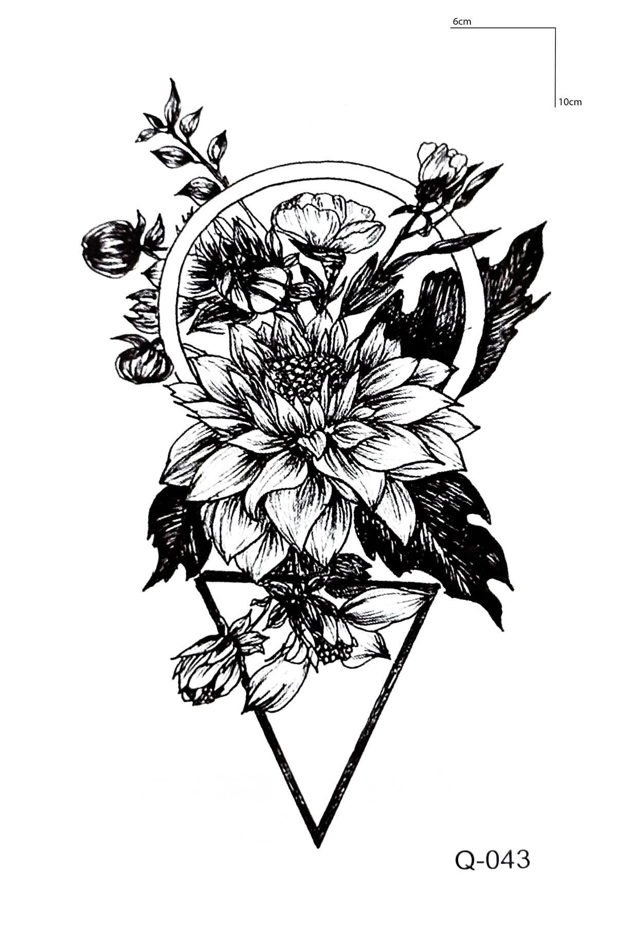 Geometrik Çiçek Mini Geçici Dövme Tattoo