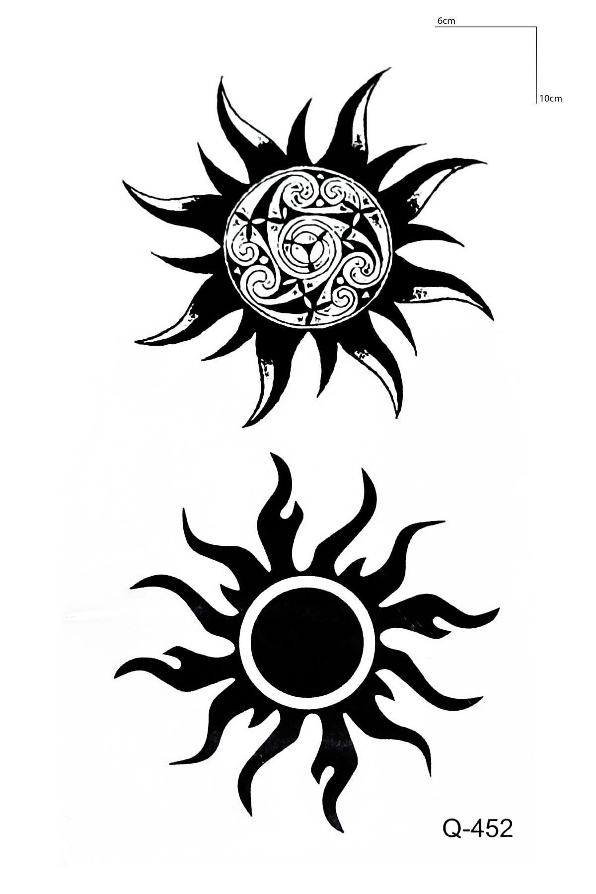 İkili Güneş Mini Geçici Dövme Tattoo