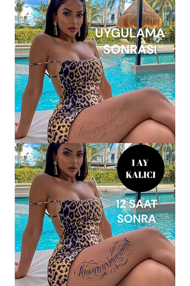 Amoureux Yazılı Sonradan Kararan Yarı Kalıcı Geçici Dövme Tattoo