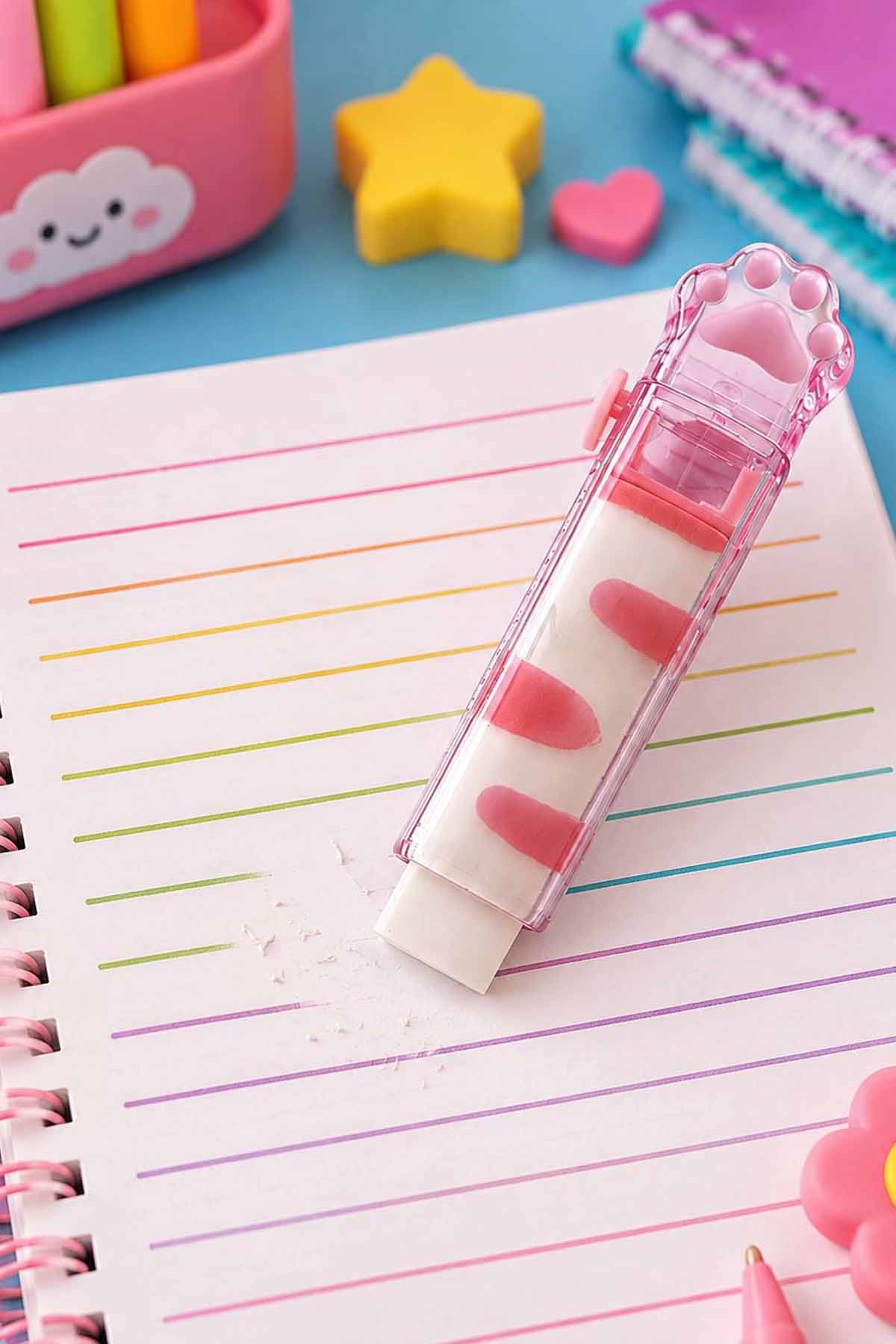 Pembe Renk Pati Figürlü Silgi