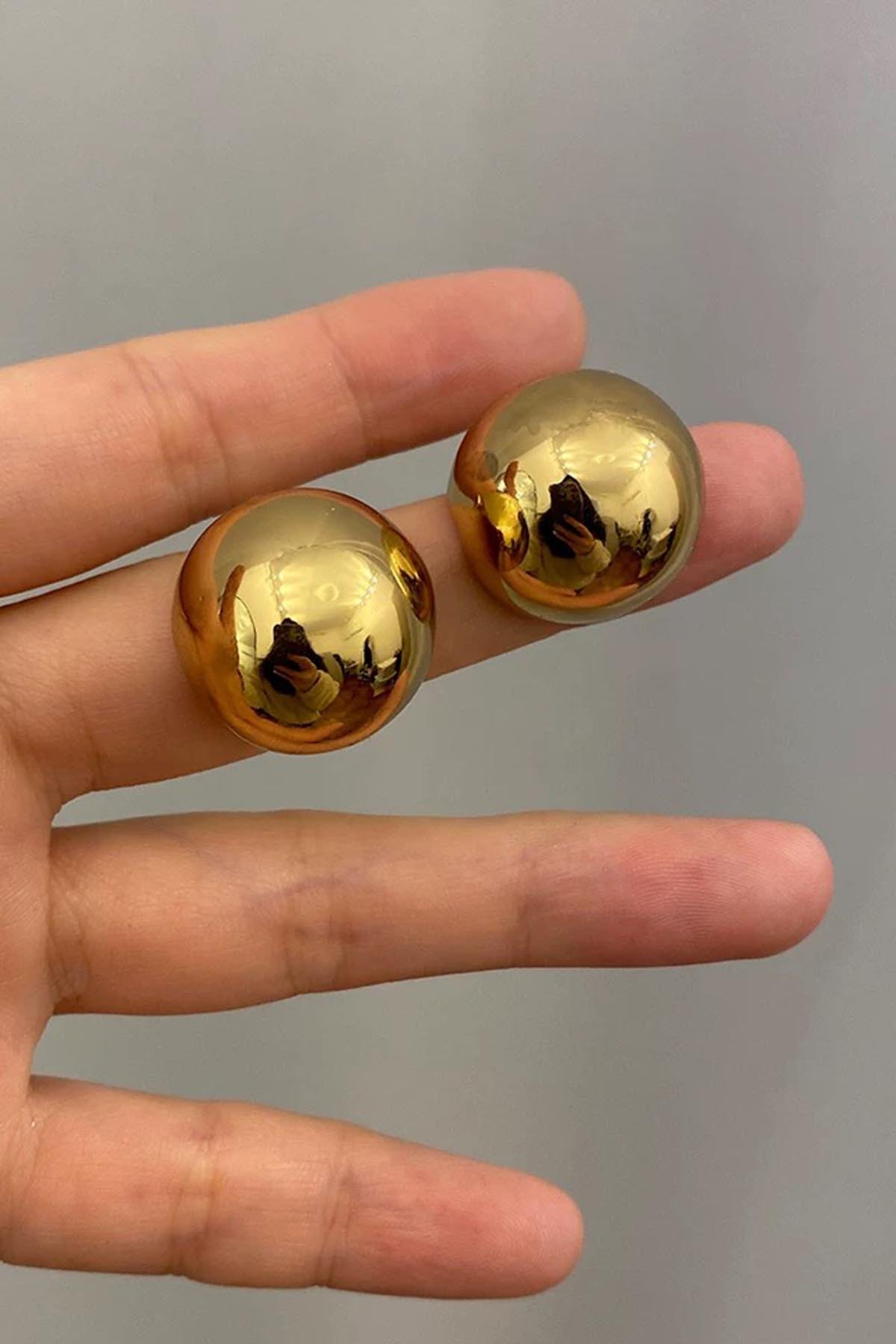 Altın Renk Top Çelik Küpe (Çift)