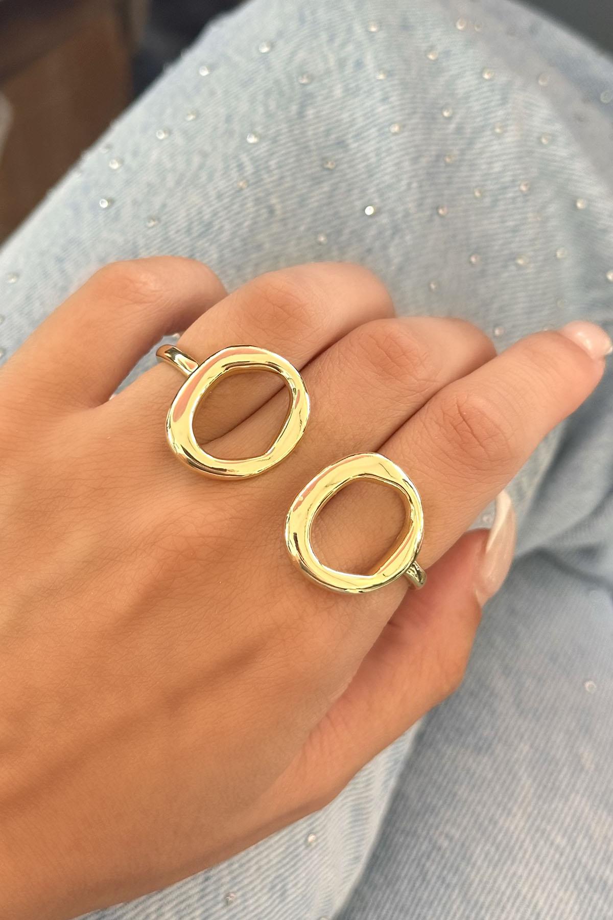 Altın Renk Üç Parmak Ayarlanabilir Tasarım Yüzük