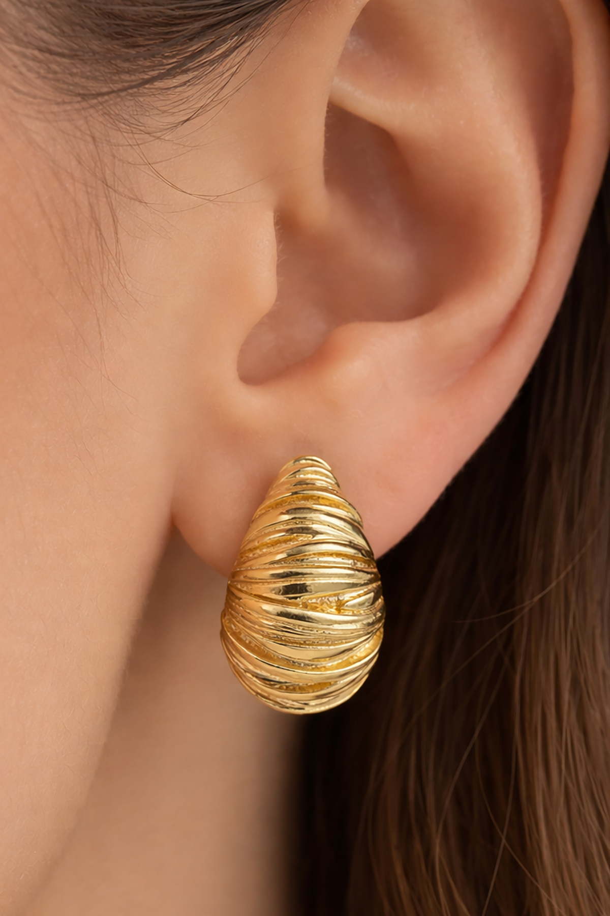 Altın Renk Çelik Küpe (Çift)