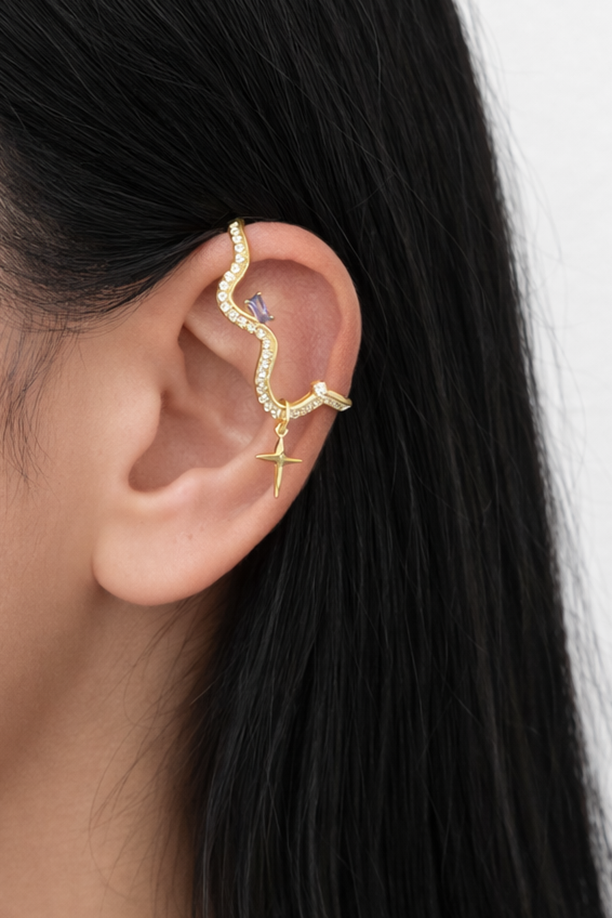 Altın Renk Kıstırmalı Tx Kulak Aksesuarı (Tek)