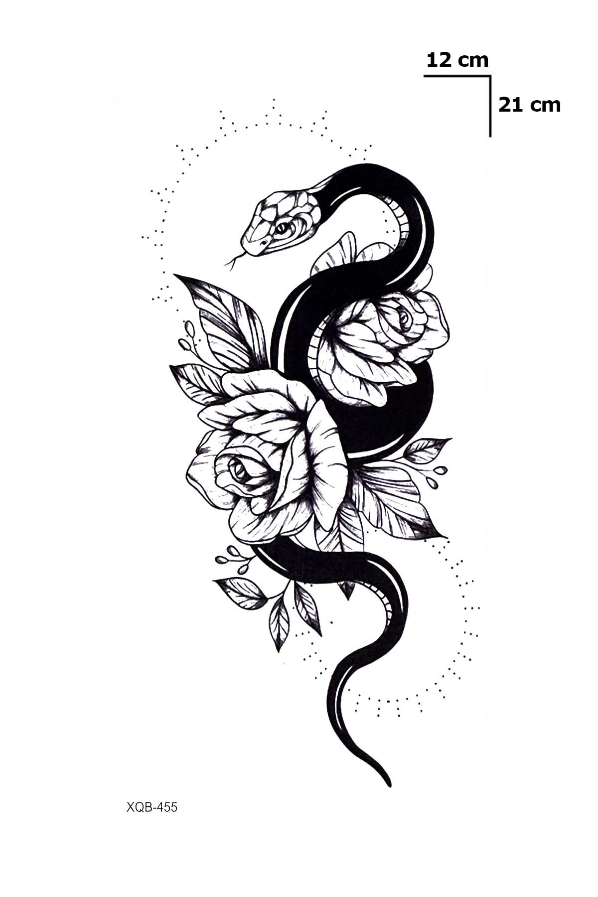 Yılan Ve Gül Geçici Dövme Tattoo