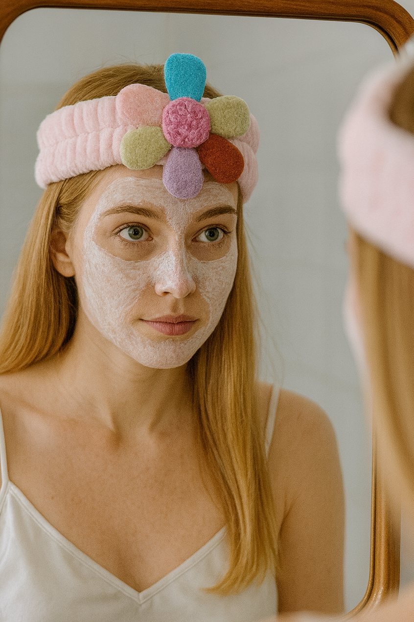 Pembe Renk Çiçek Figürlü Peluş Saç Bandı