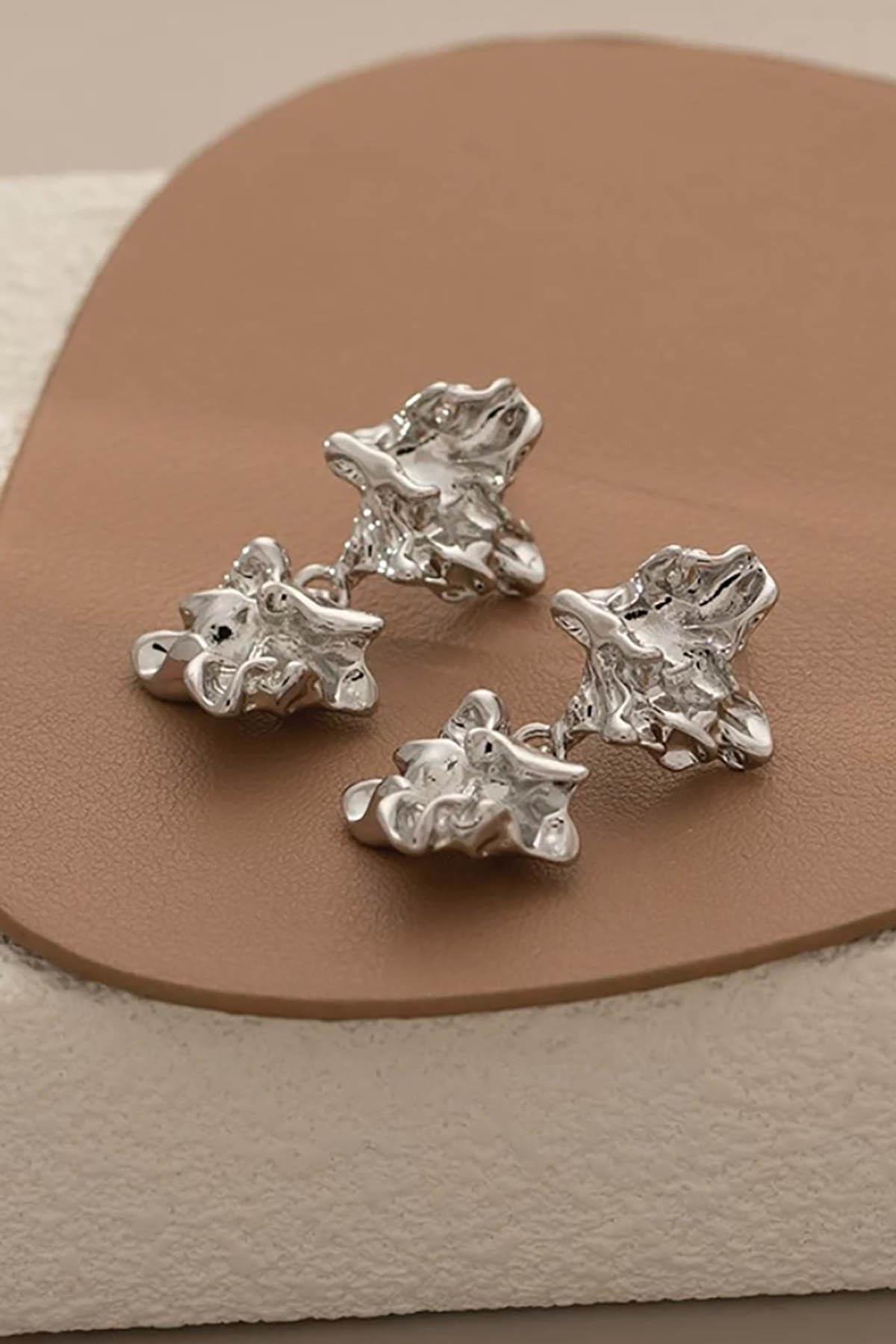 Gümüş Renk Çelik Küpe (Çift)