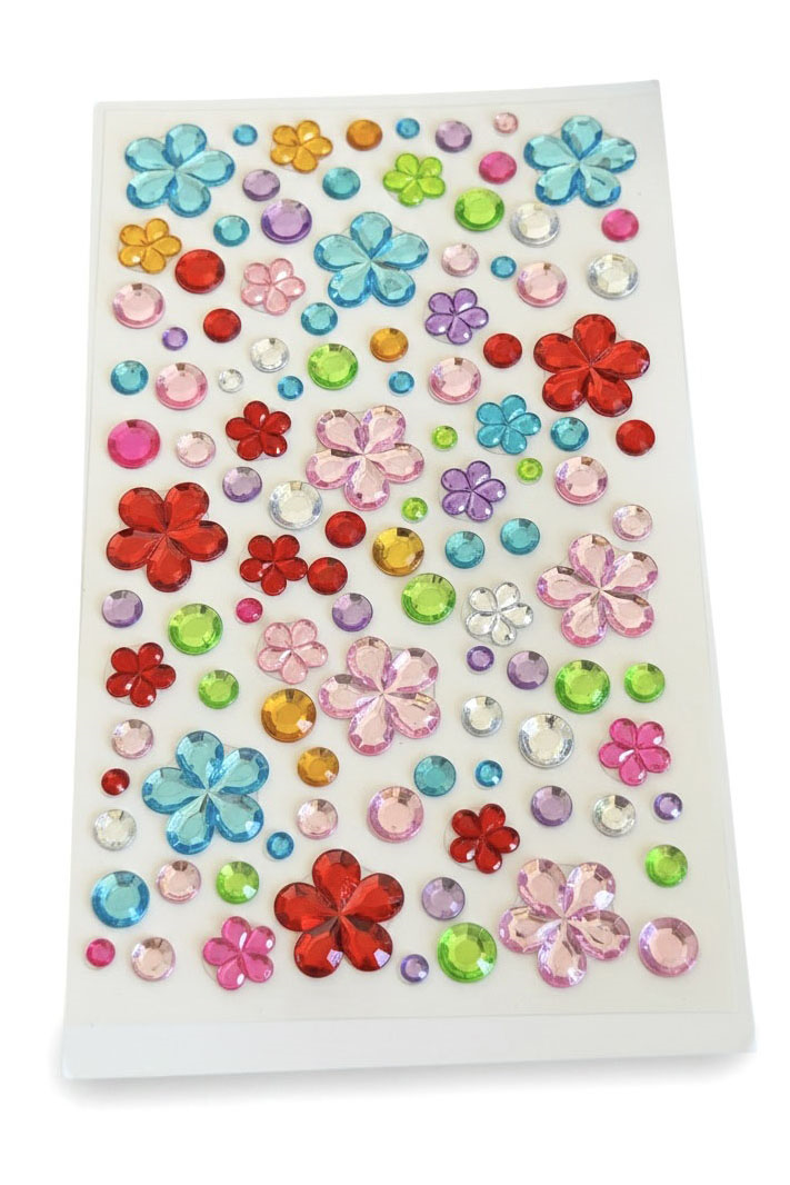 Karışık Renk Çiçek Figürlü Yapışkanlı Taş Sticker 