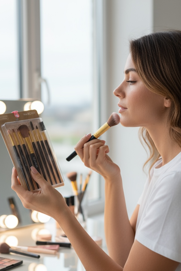 8'li Altın Ve Siyah Renk Makyaj Fırçası Set