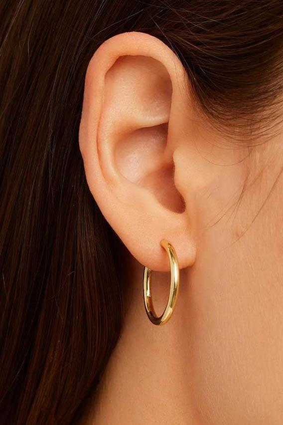 Altın Renk 25MM Çelik Halka Küpe (Çift)