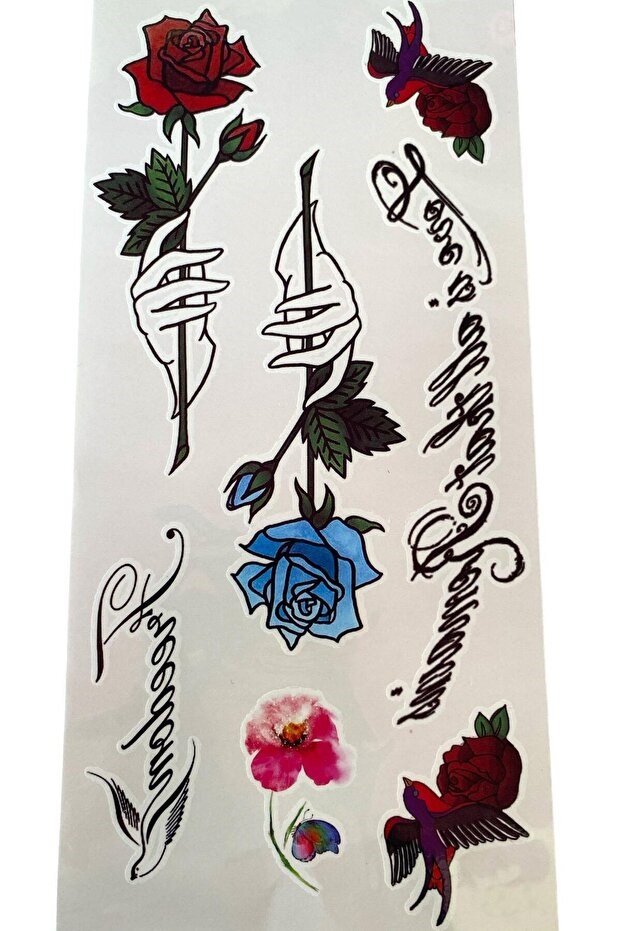 Mavi Gül Geçici Dövme Tattoo