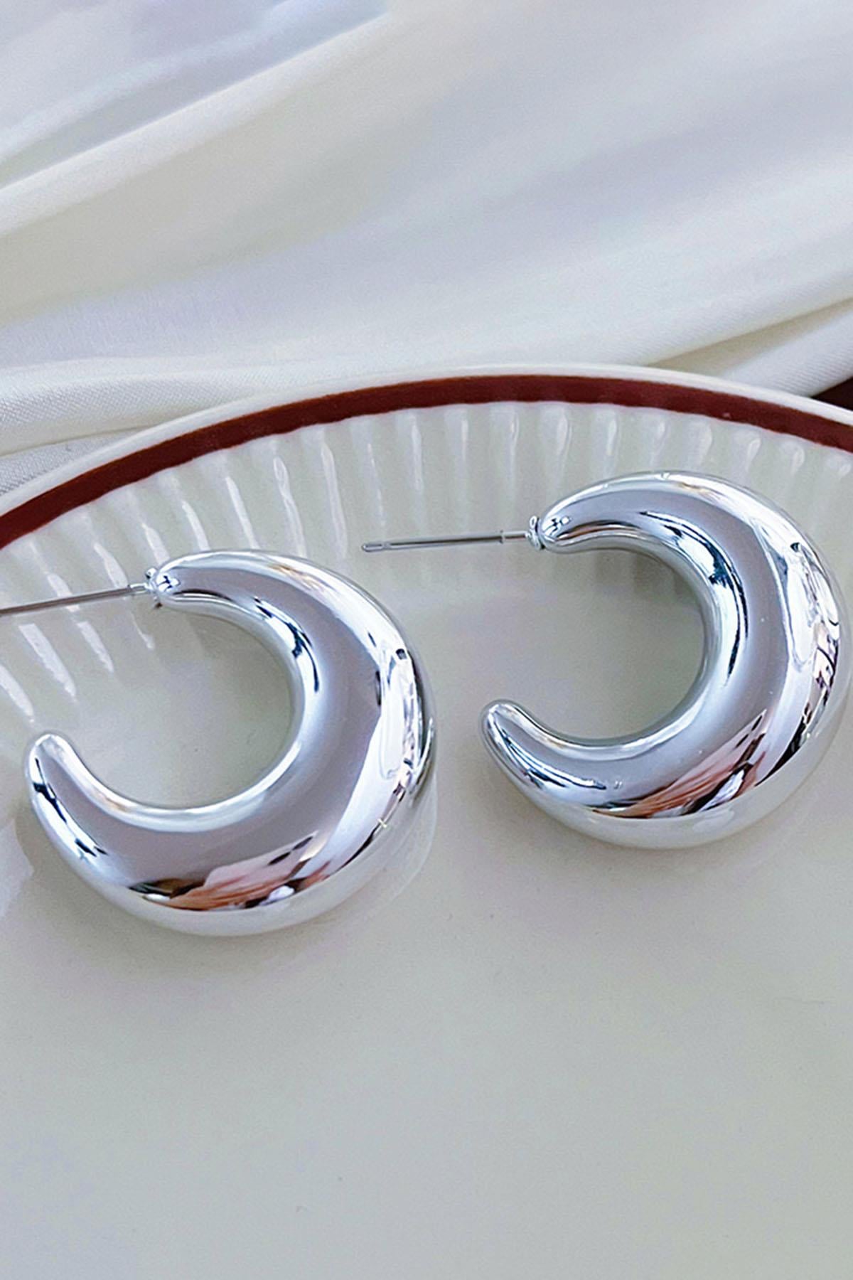 Gümüş Renk VİP YSX Halka Küpe (Çift)