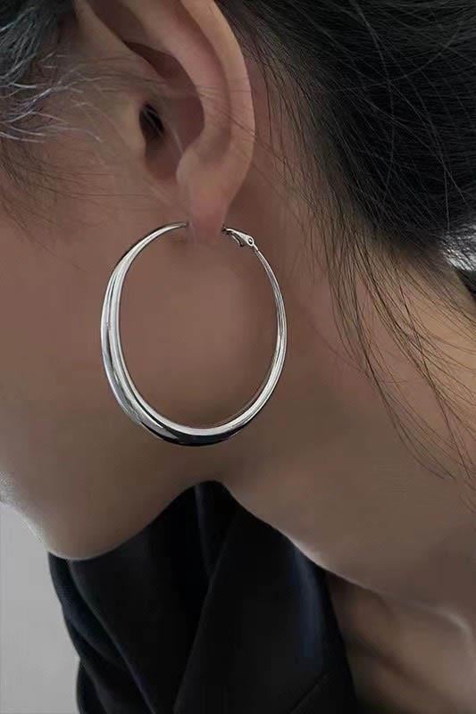 Gümüş Renk Halka Küpe (Çift)