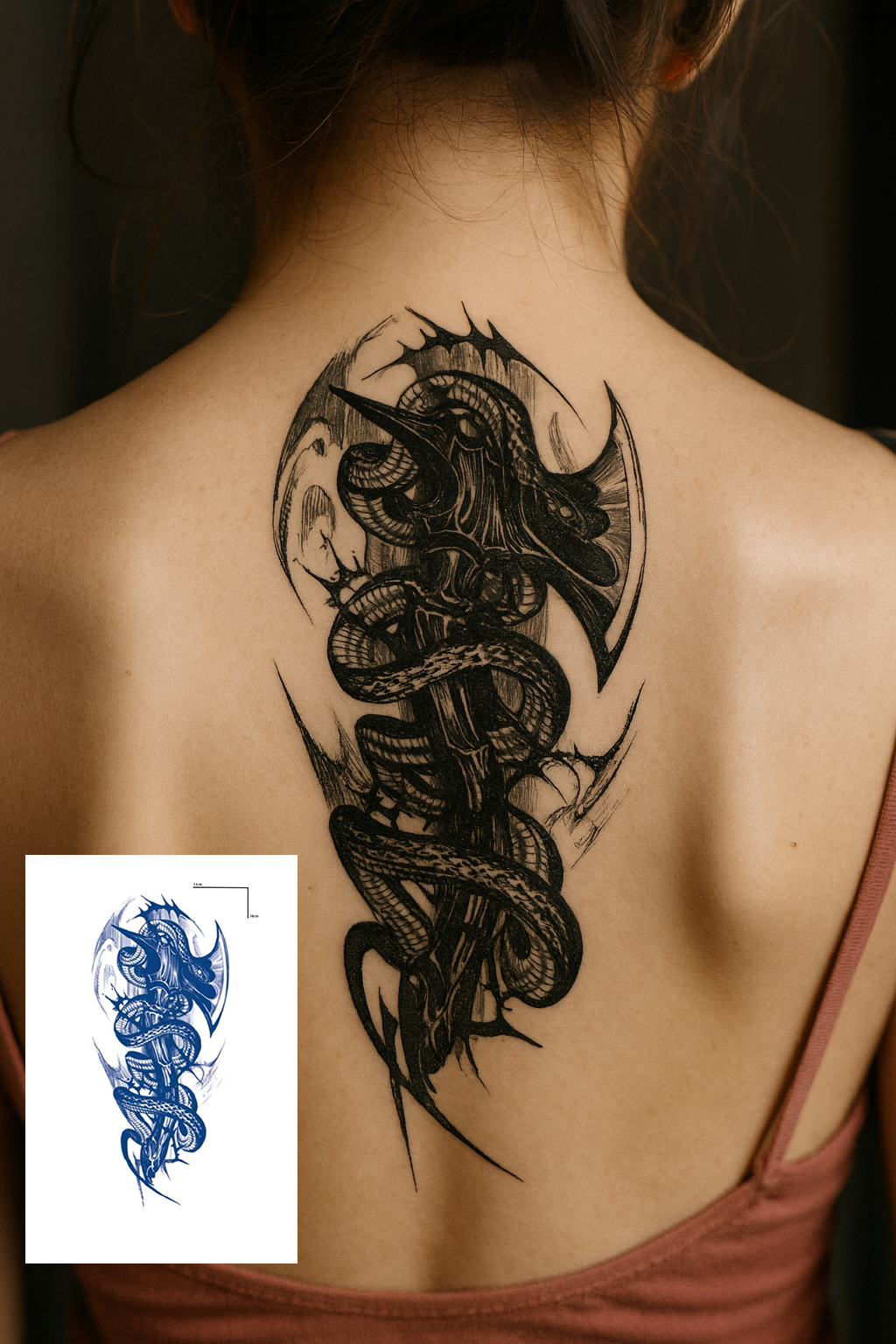 Balta Figürlü 12 Saat Sonra Kararan Geçici Orta Dövme Tattoo