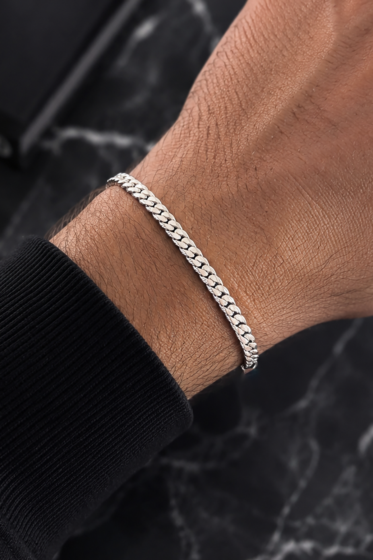 Gümüş Renk Zincir Çelik Bileklik (Unisex)