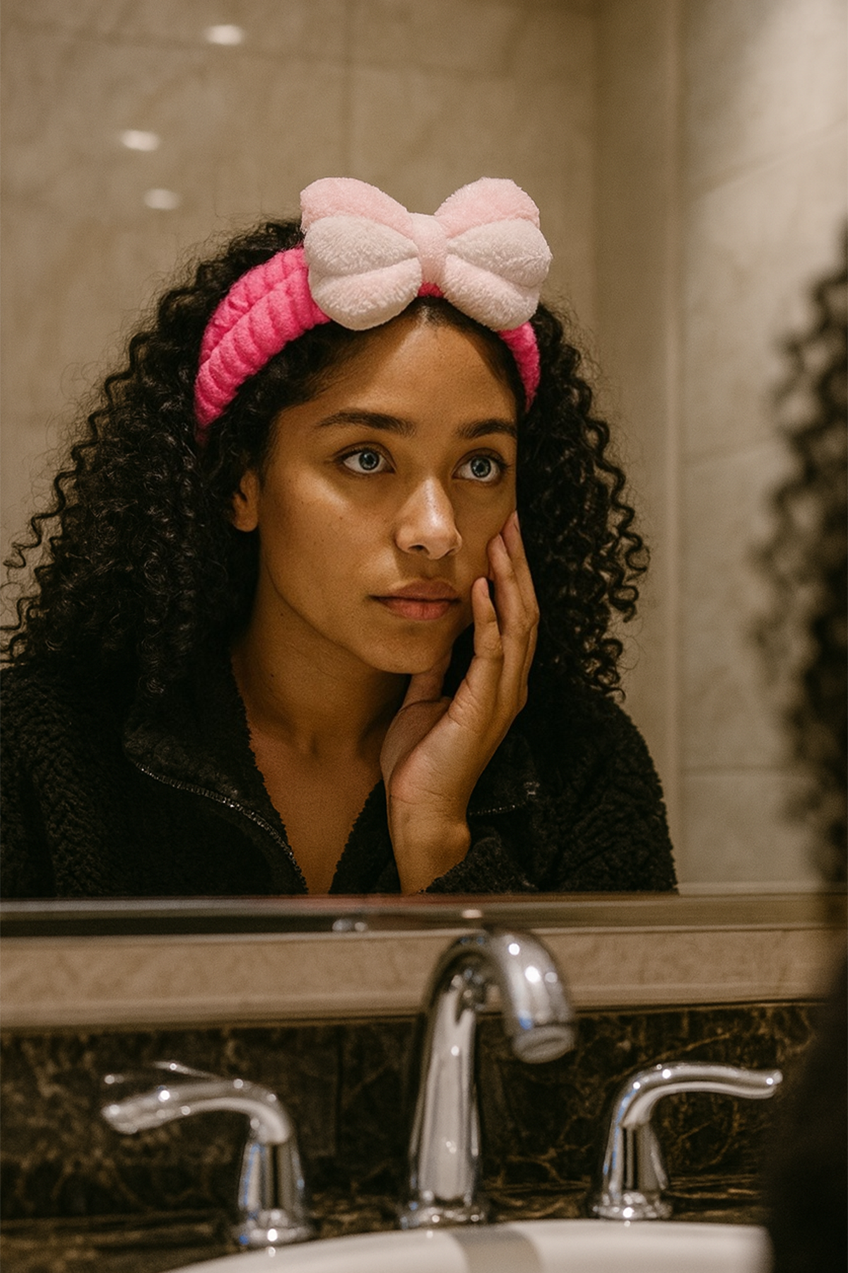 Pembe Renk Kurdele Figürlü Peluş Saç Bandı