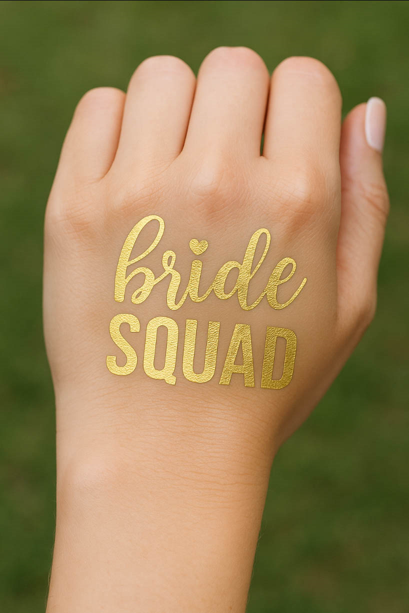 Altın Renk Bride Squat Yazılı Geçici Dövme Tattoo