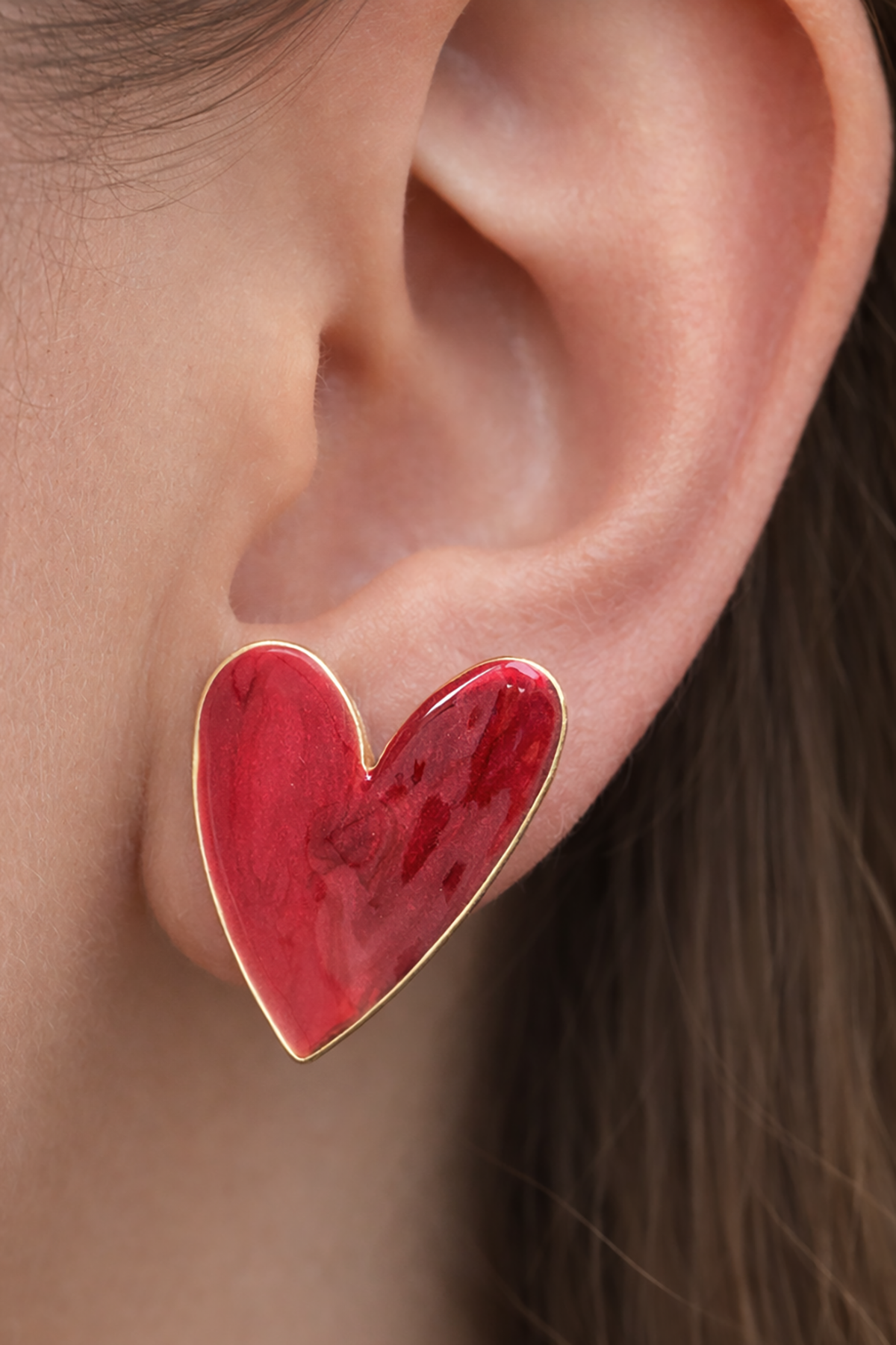 Altın Renk Kalp Figürlü Küpe (Çift)