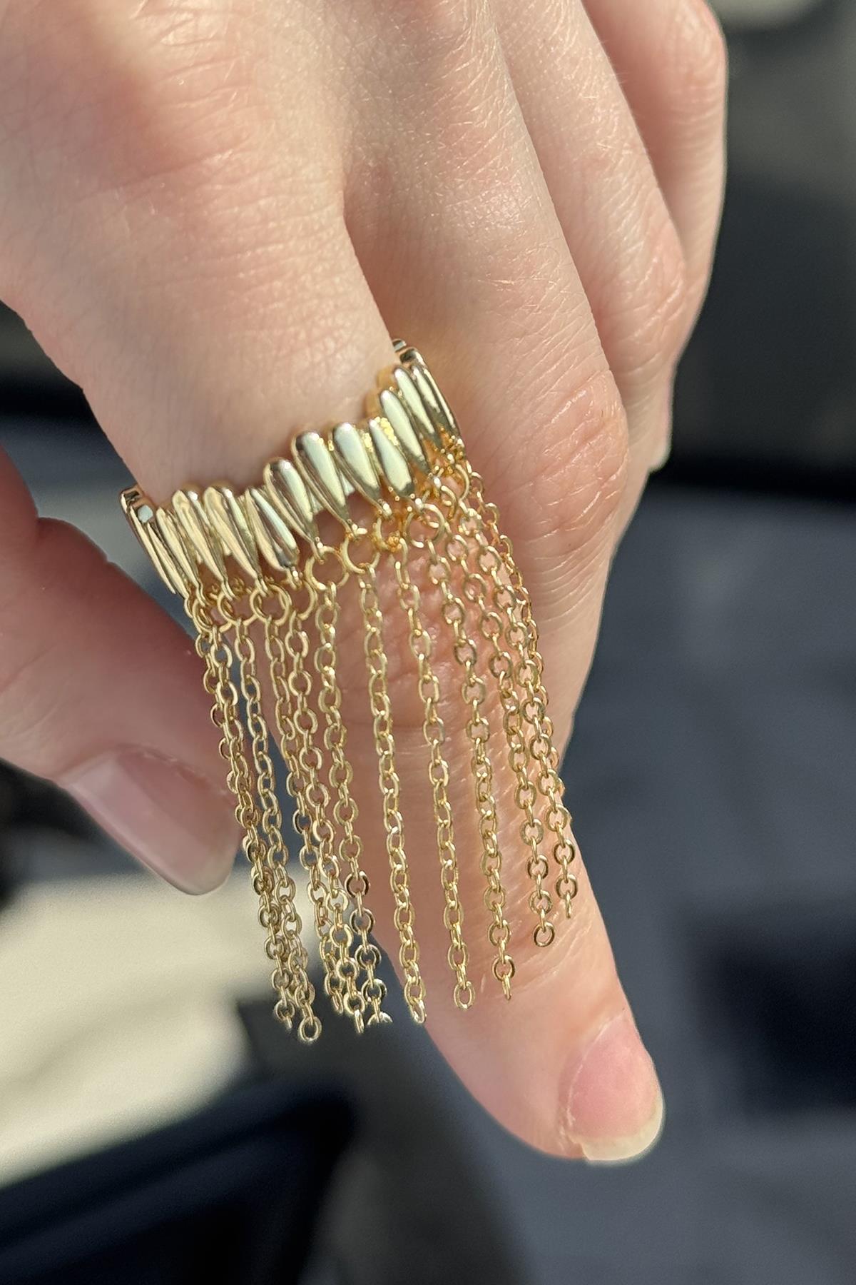 Altın Renk Sallantılı Ayarlanabilir Yüzük