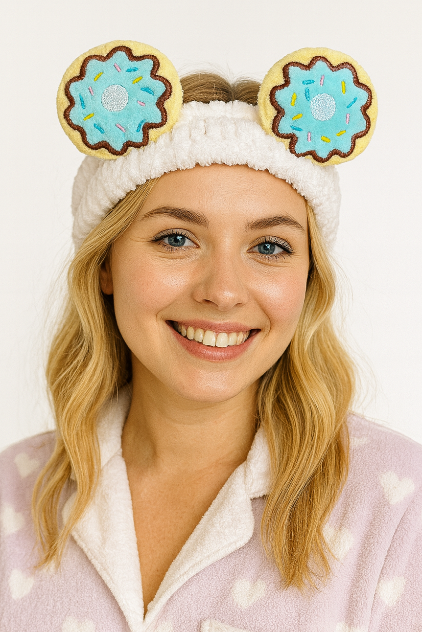 Beyaz Renk Donut Figürlü Peluş Saç Bandı