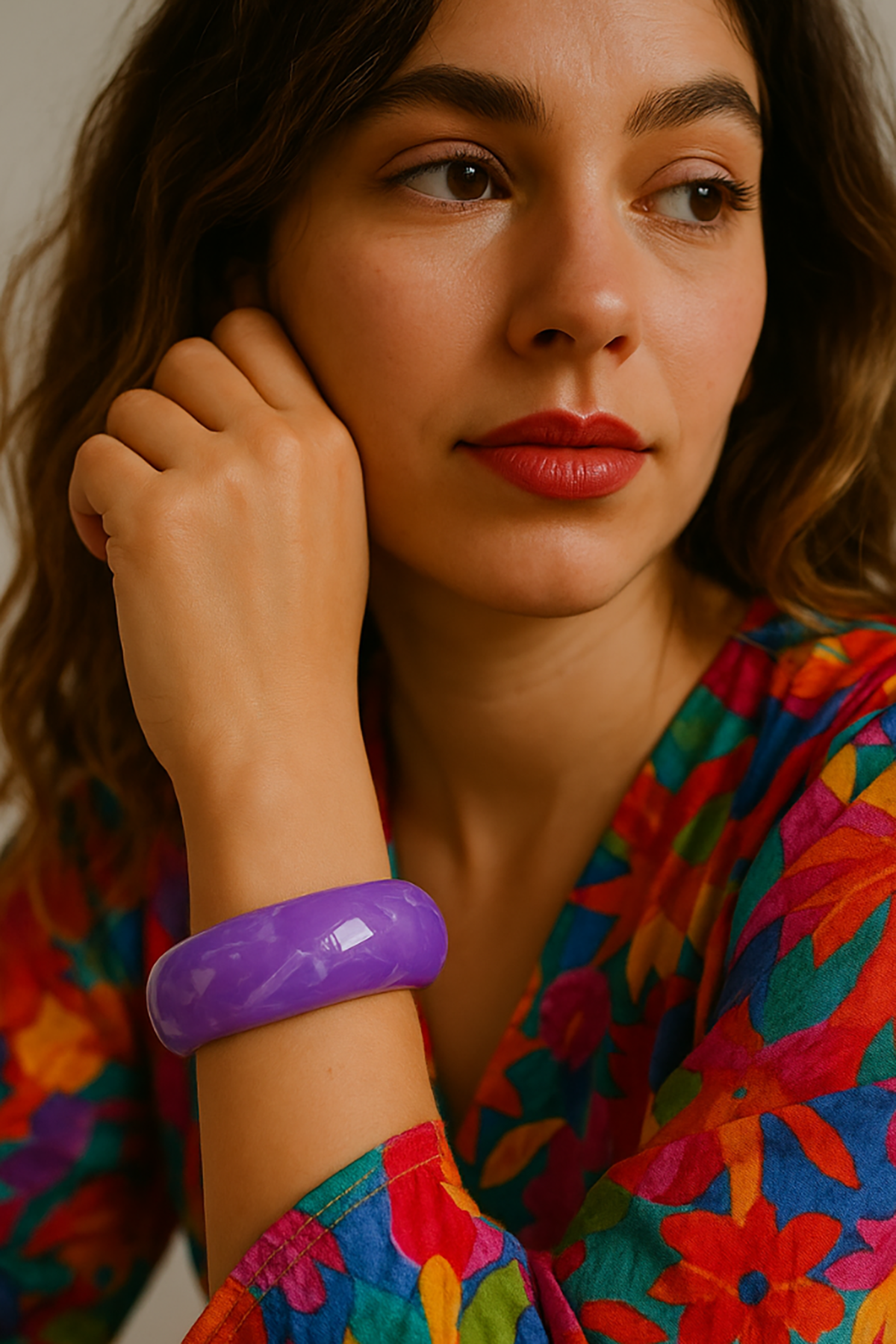 Mor Renk Kalın Kemik Mika Bileklik