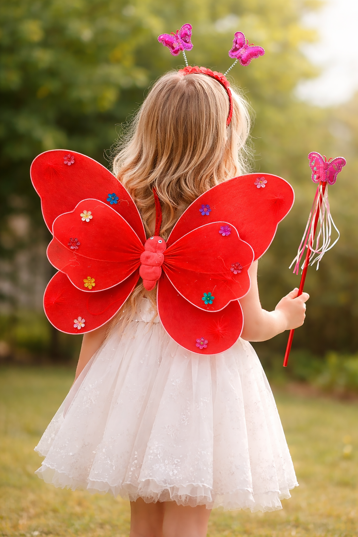 Kırmızı Renk Kanat /Asa /Taç Set