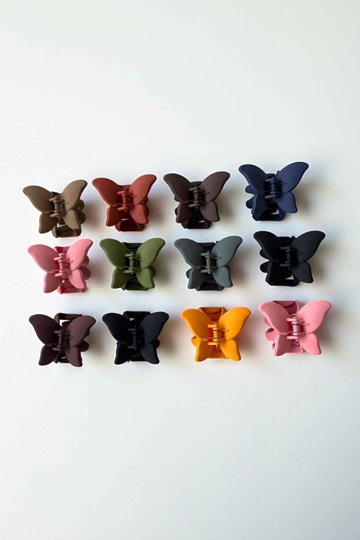 12'li Karışık Renk Kelebek Figürlü Mandal Toka Set