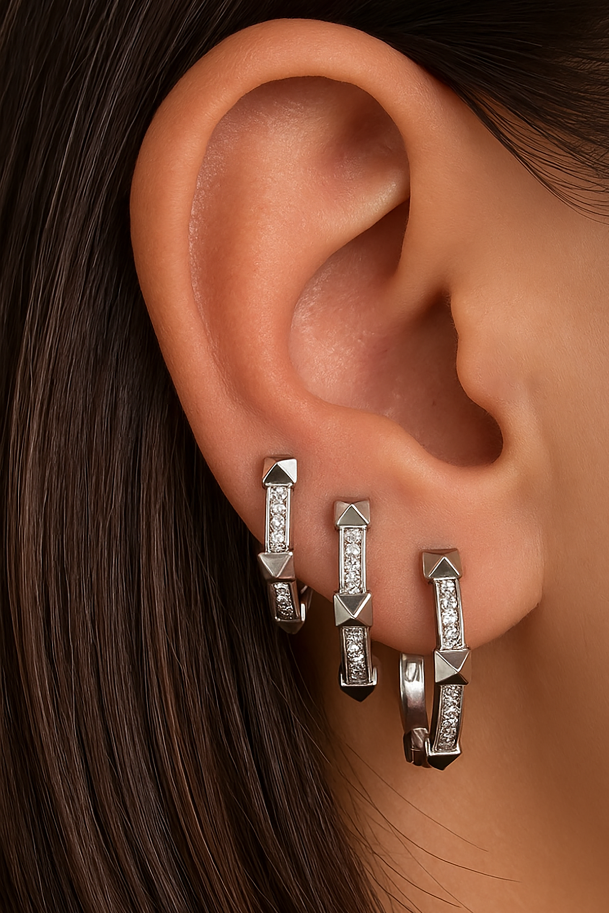 Gümüş Renk 3'lü YSX Küpe Set