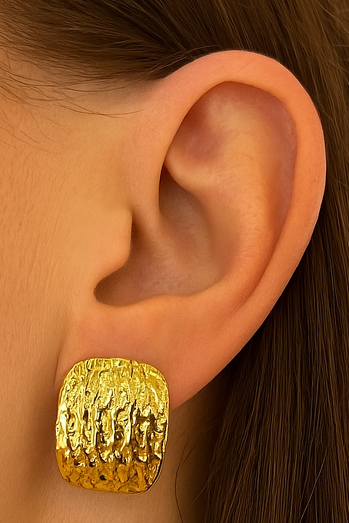 Altın Renk Çelik Küpe (Çift)