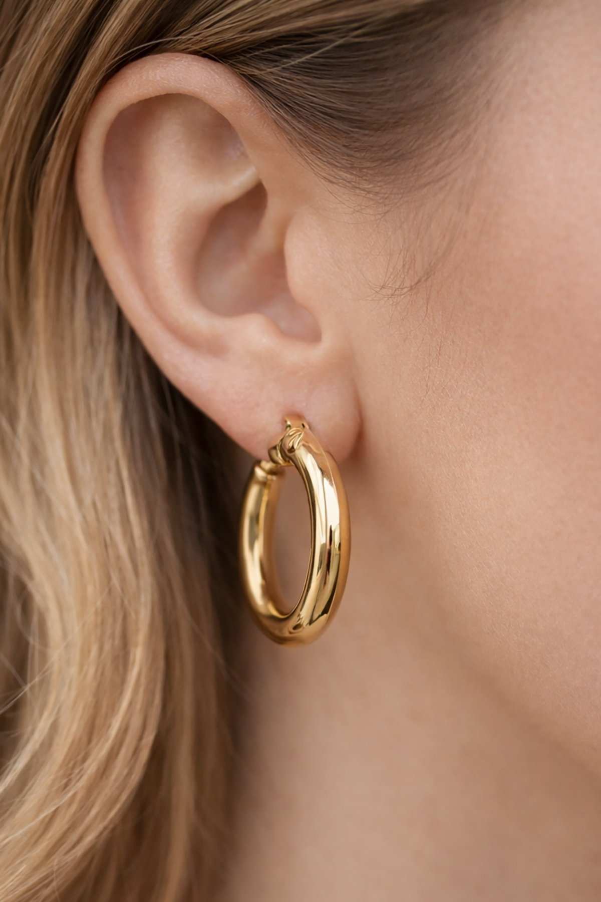 Altın Renk Halka Küpe 30Mm (Çift)