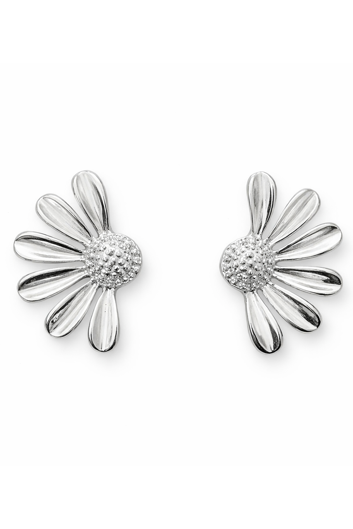 Gümüş Renk Çiçek Figürlü Küpe (Çift)