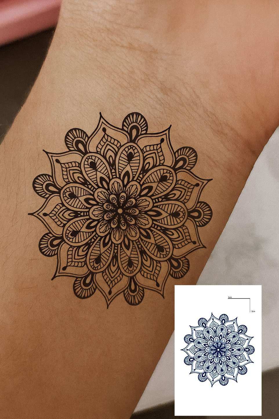 Mandala Figürlü 12 Saat Sonra Kararan Geçici Mini Dövme Tattoo