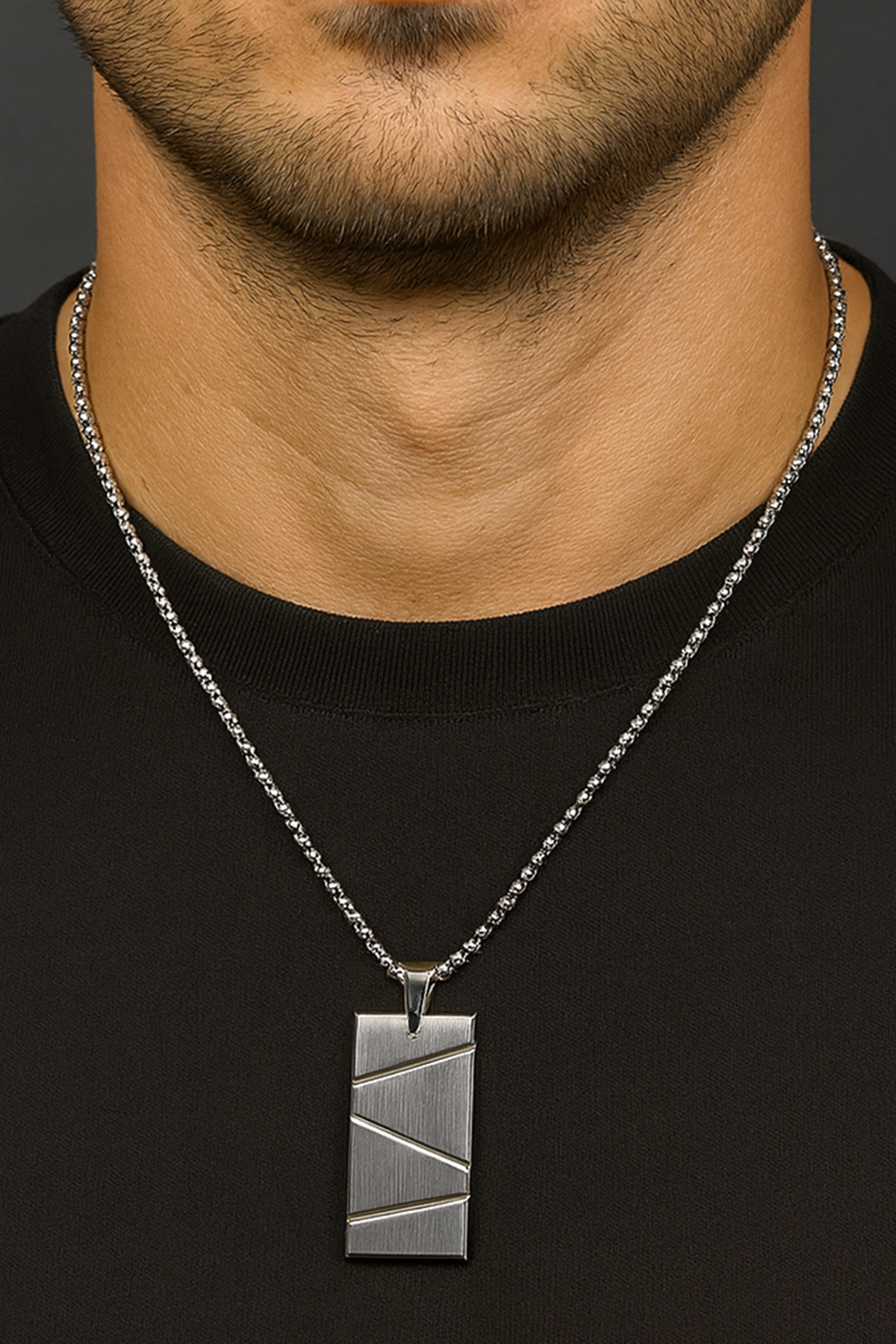 Gümüş Renk Erkek Zincir Çelik Kolye (60cm)