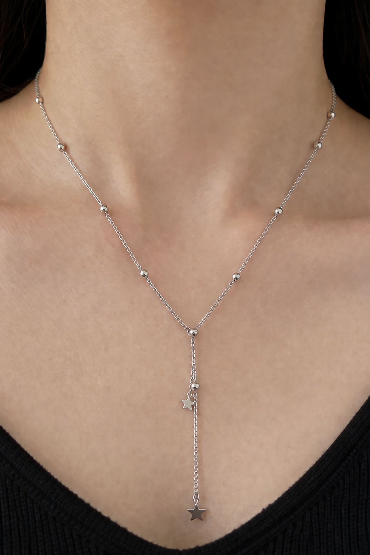 Gümüş Renk Yıldız Figürlü Çelik Kolye