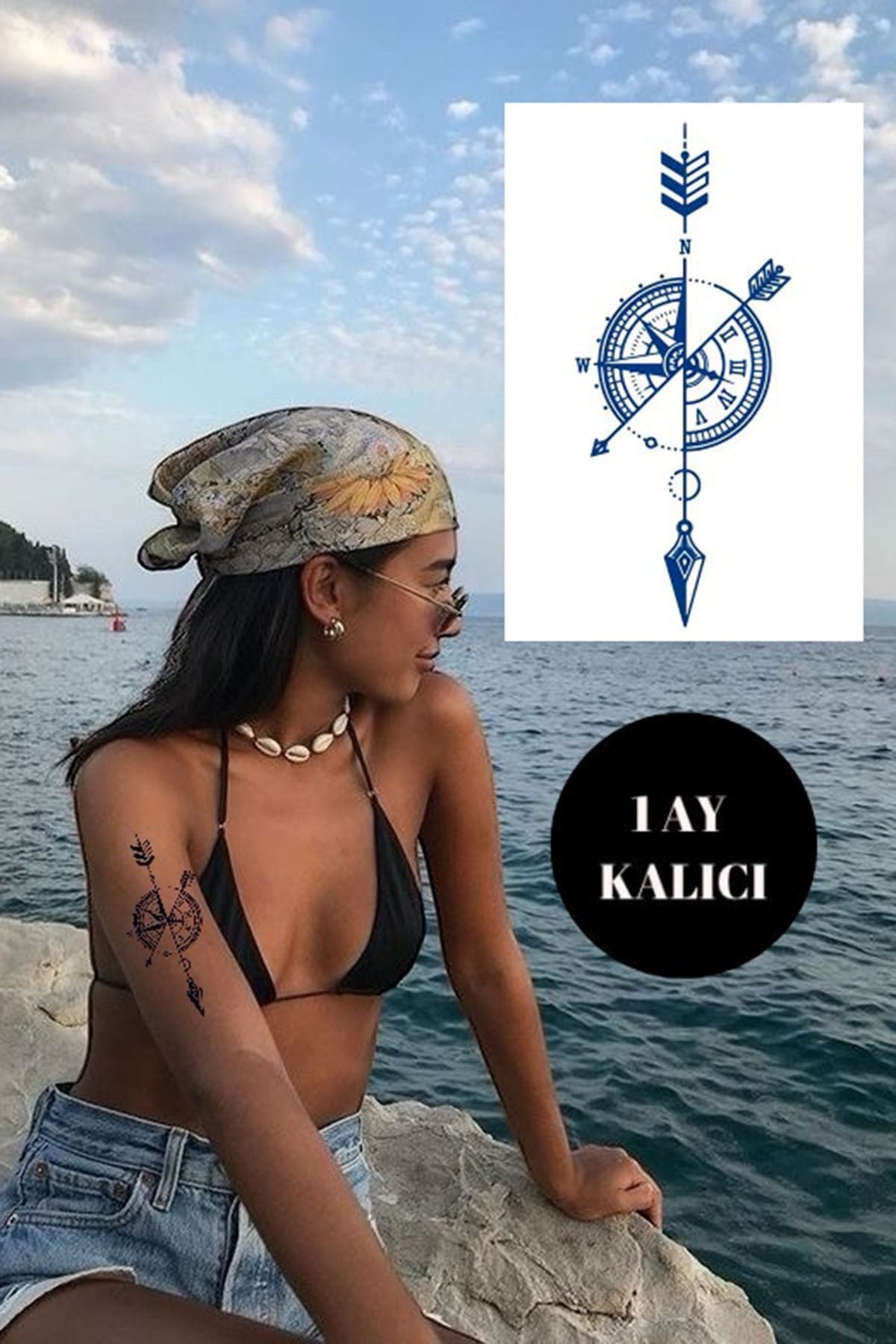 Pusula Sonradan Kararan Yarı Kalıcı Geçici Dövme Tattoo