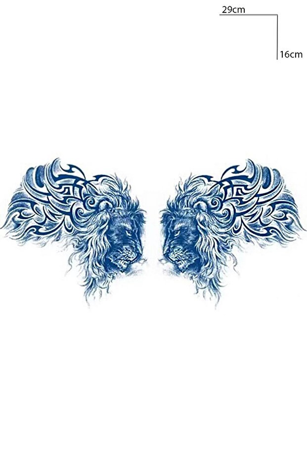 İki Aslan Sonradan Kararan Yarıcı Kalıcı Geçici Dövme Tattoo
