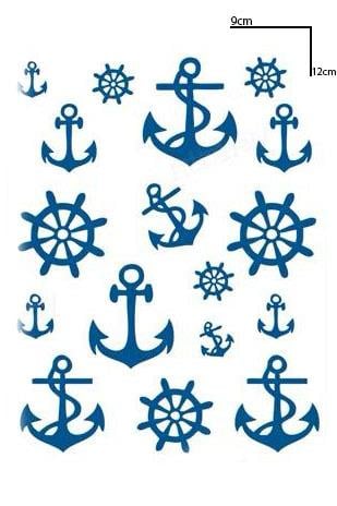 Çapa Figürlü 12 Saat Sonra Kararan Geçici Mini Dövme Tattoo