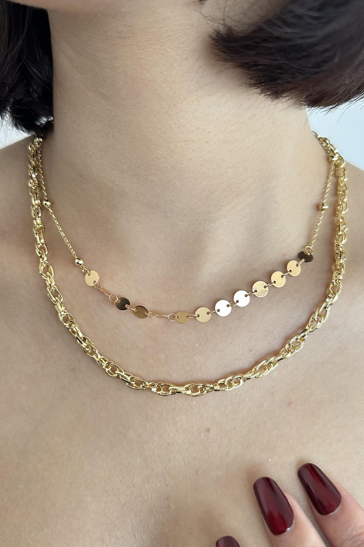 Altın Renk İkili Kolye