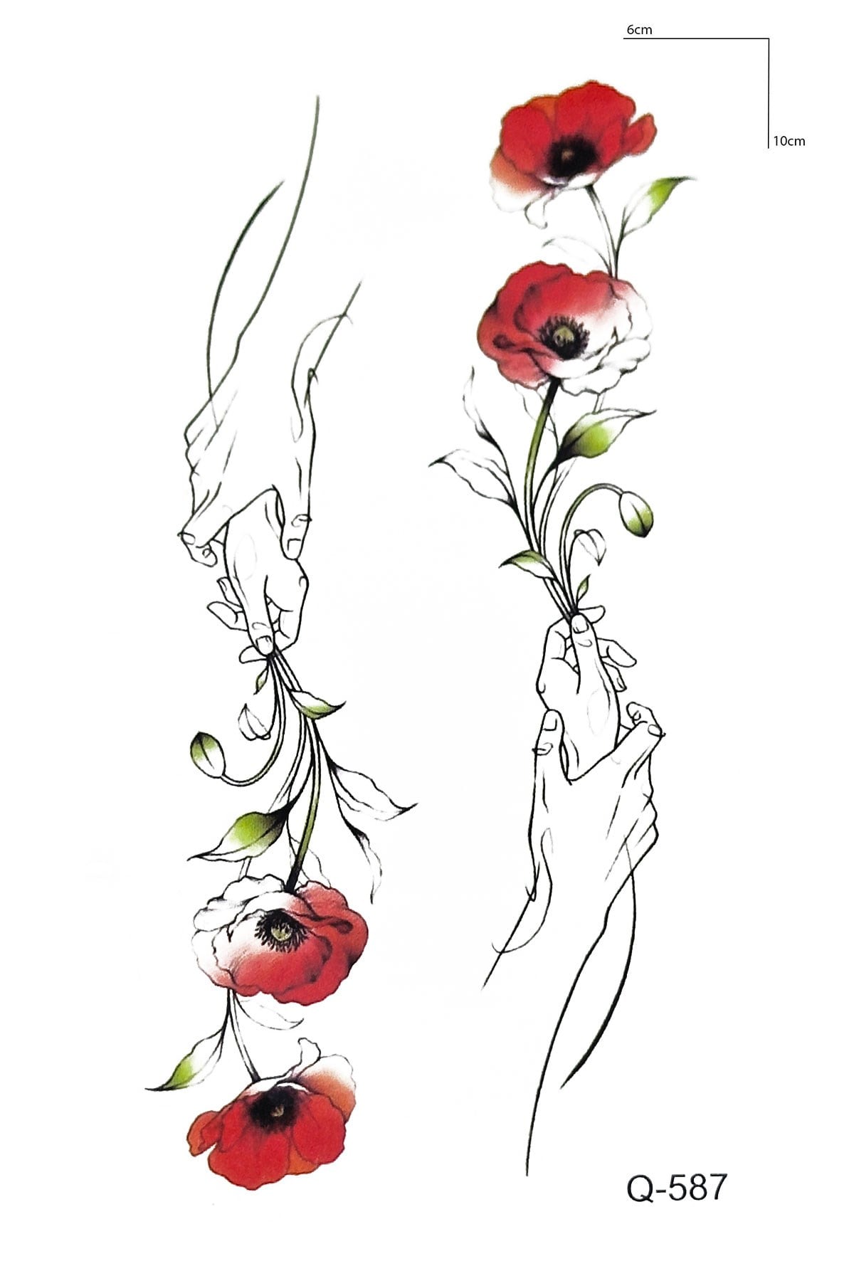 Gül ve El Geçici Dövme Tattoo