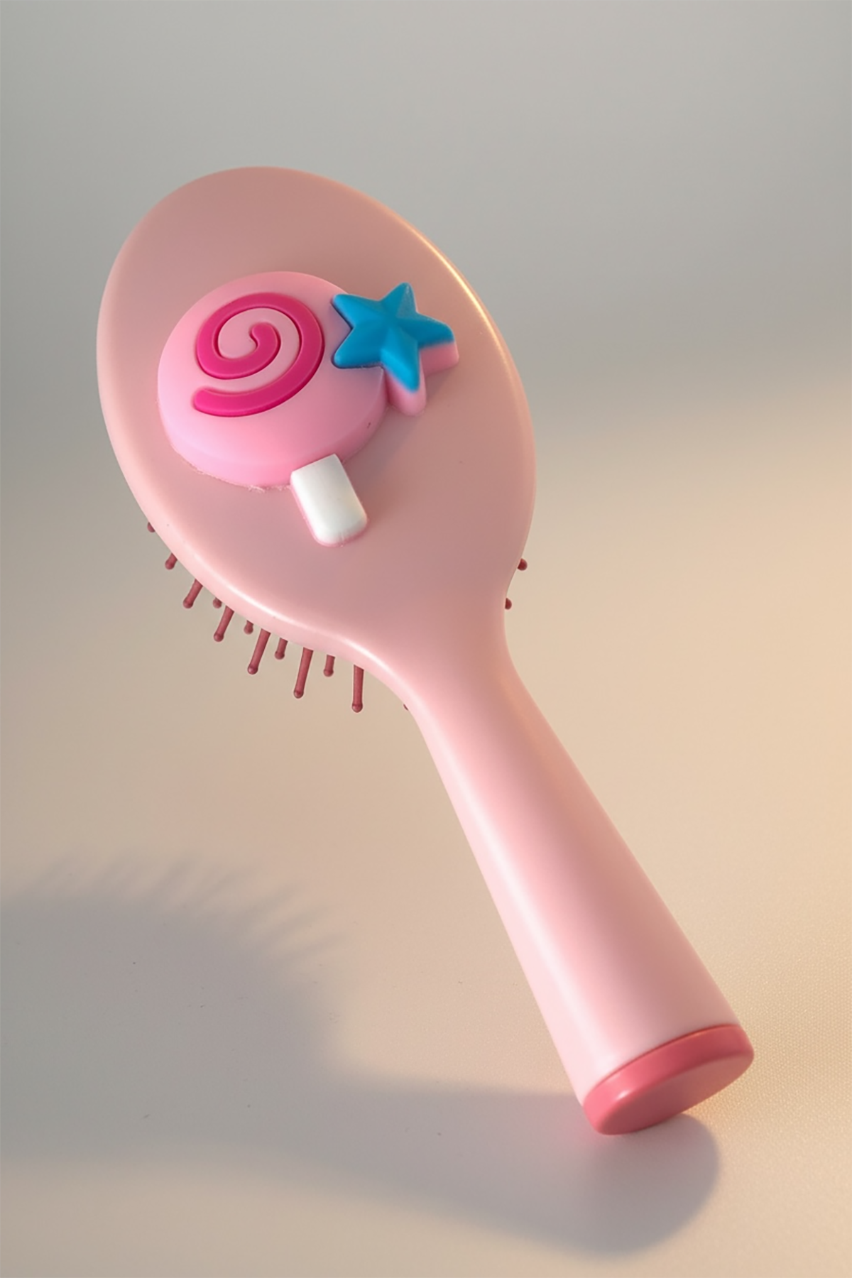 Pembe Renk Şeker Figürlü Saç Tarama Fırçası/ Tarak