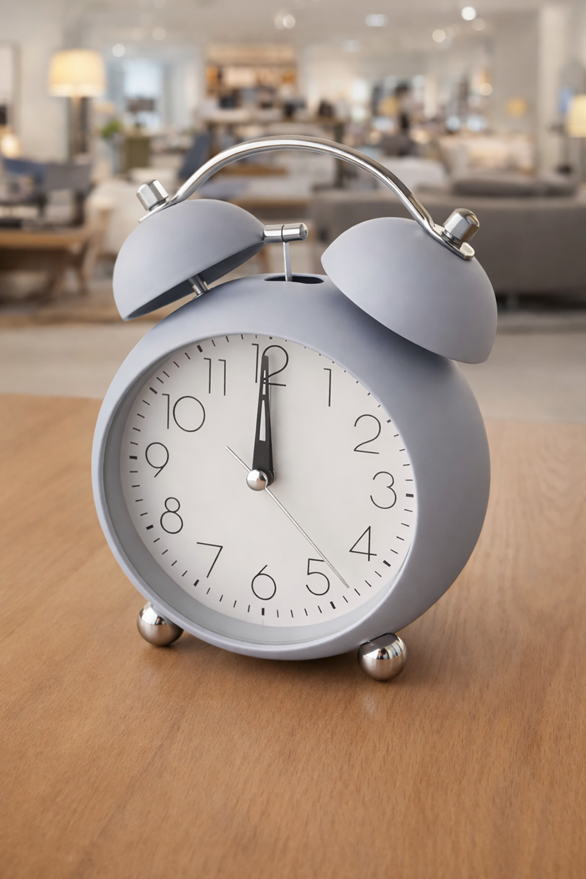 Lila Renk Mini Dekoratif Işıklı Alarmlı Yuvarlak Masa Saati