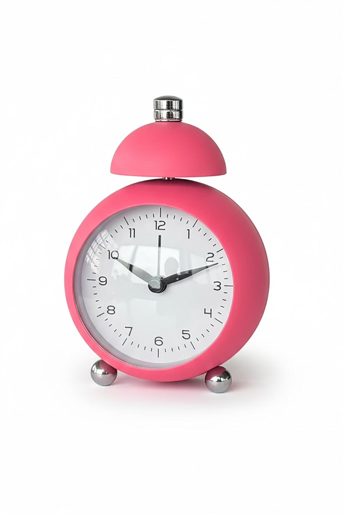 Pembe Renk Mini Dekoratif Alarmlı Yuvarlak Masa Saati