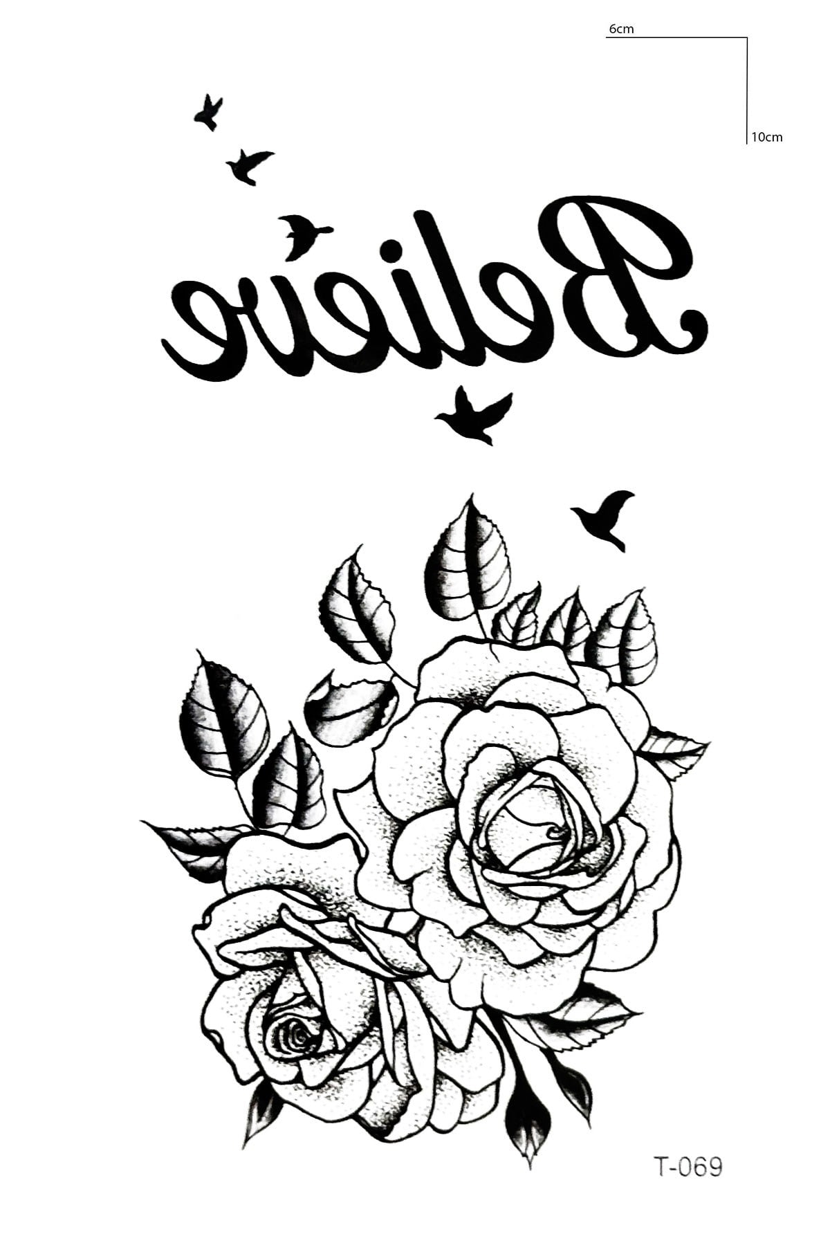 Geçici El Üstü Gül Dövme Tattoo