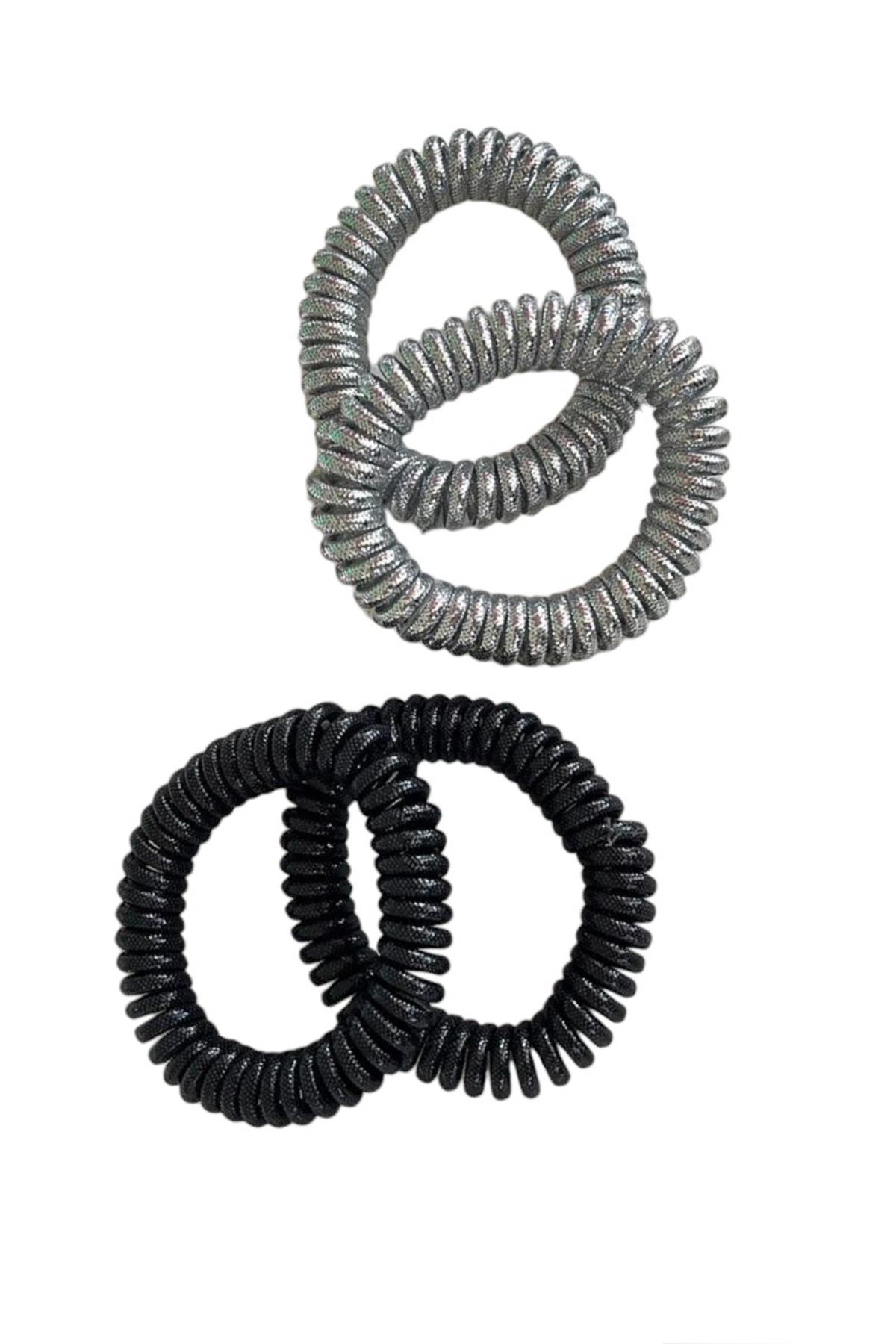 4'lü Siyah Ve Gri Renk Helezon Lastik Toka