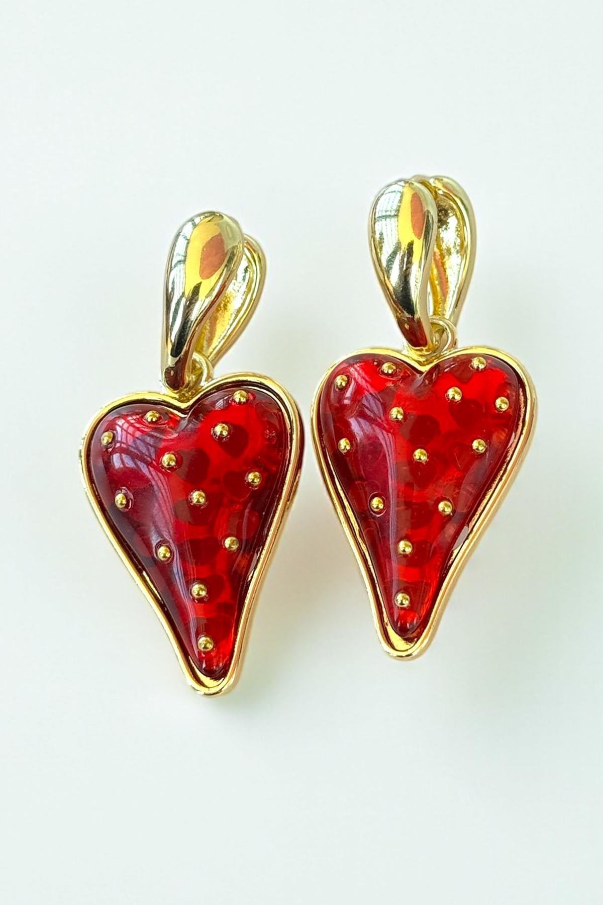 Altın Renk Çilek Figürlü Küpe (Çift)