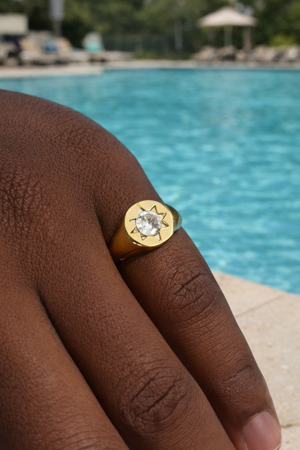 Altın Renk Kuzey Yıldızı Detaylı Serçe Parmak Yüzük (Ayarlanabilir)