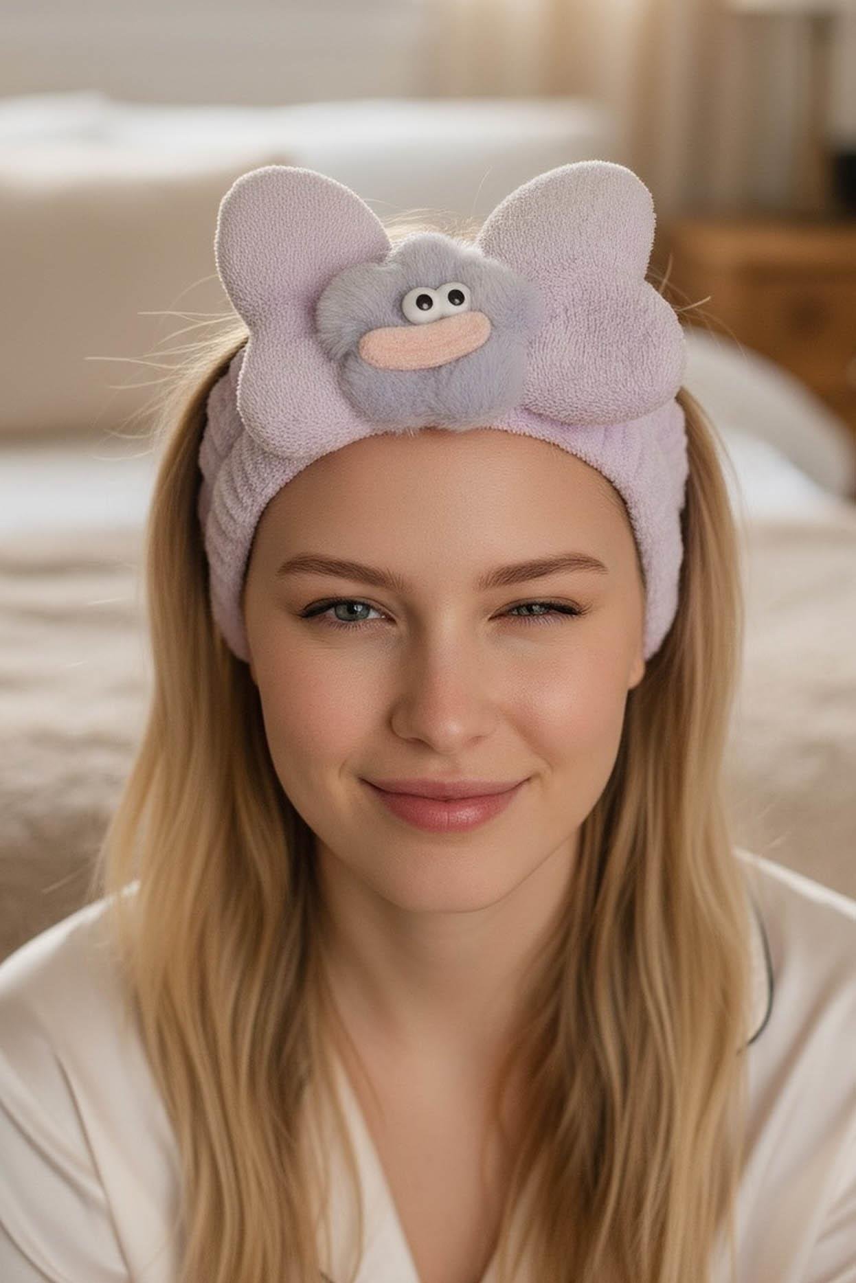 Lila Renk Canavar Figürlü Peluş Saç Bandı