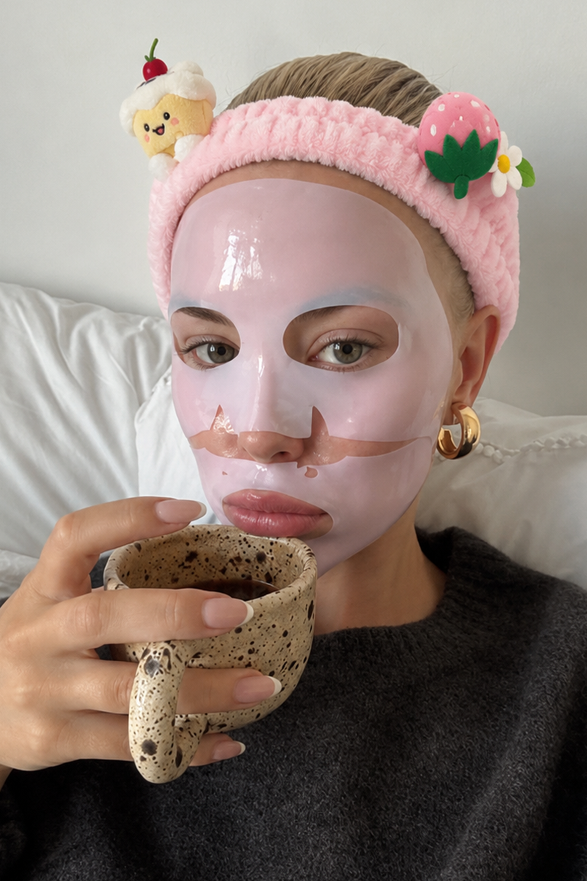 Açık Pembe  Renk Karışık Figürlü Peluş Saç Bandı
