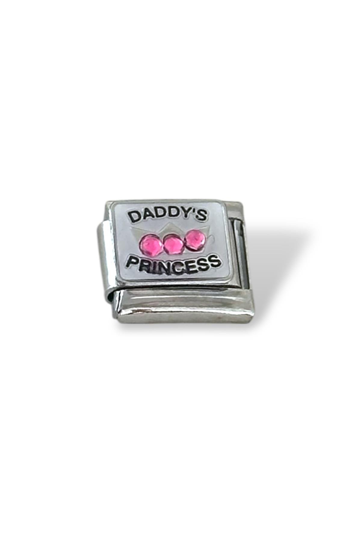 Gümüş Renk Daddy's Prıncess Yazılı  Çelik Nomination Charm (Tek)